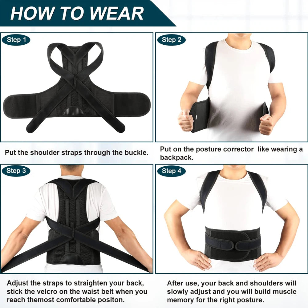 Adjustable Back &amp; Shoulder Posture Corrector Brace – Unisex